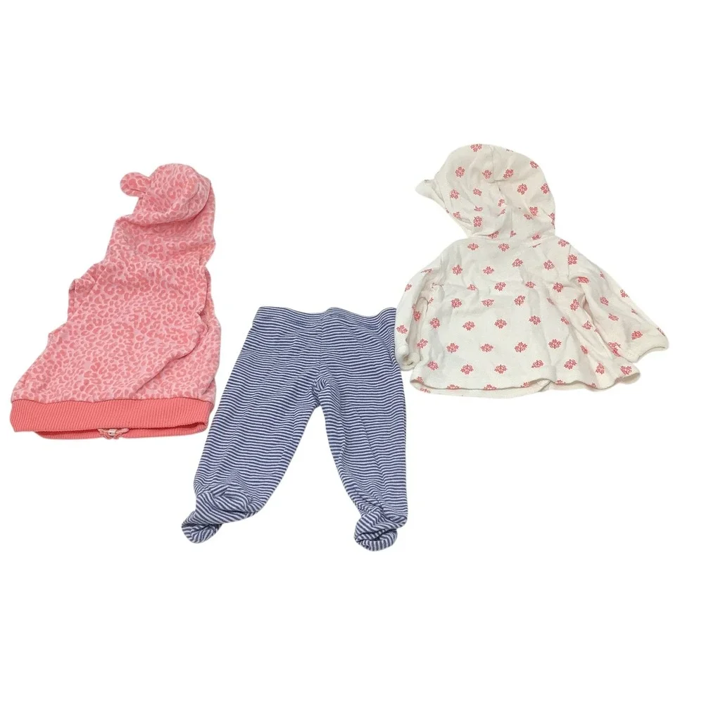 Carter's Newborn Baby Girl‎ Outfit 3 Piece Hoodie Pants Set Pink White